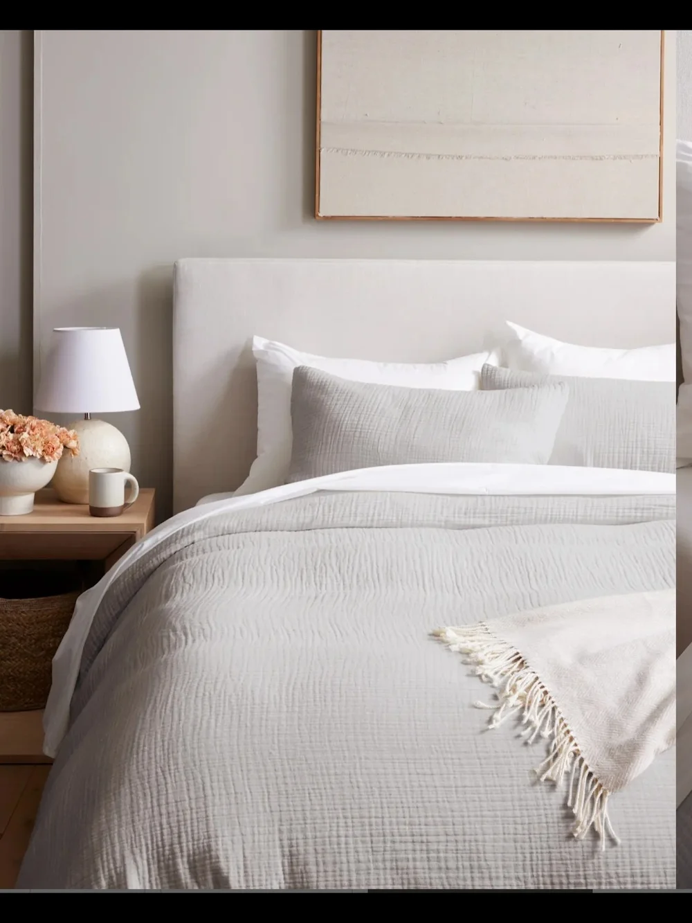 Quince Organic Cotton Gauze Duvet Cover Set - Light Grey